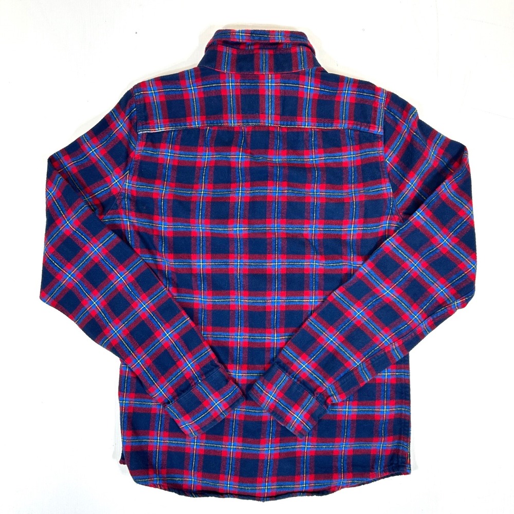 Abercrombie & Fitch Mens S Muscle Fit Flannel Plaid Shirt Navy Red 100% Cotton - Picture 4 of 8